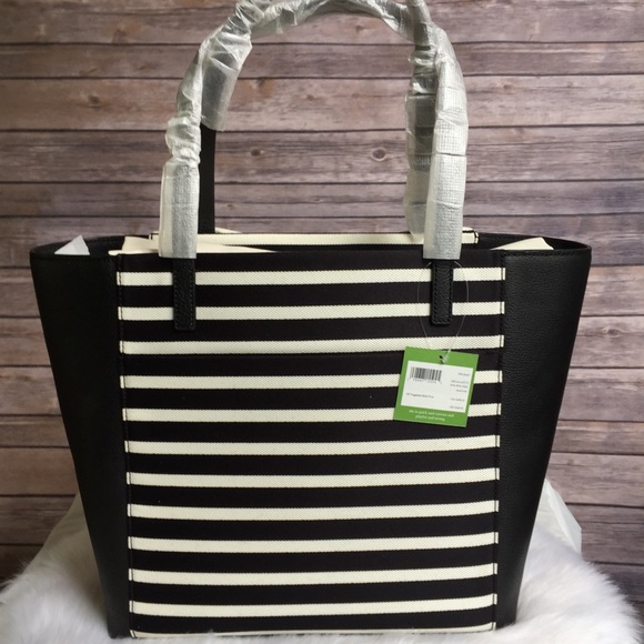 Kate spade olive drive stripe Savannah tote black - Picture 5 of 7